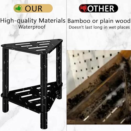 VOTZAAQ Shower Foot Rest, Shower Stool for Inside Shower, Stainless Steel Waterproof Shower Stool for Shaving Legs - Corner Bathroom Bench Seat with Storage Shelf for Small Shower Spaces - Image 5