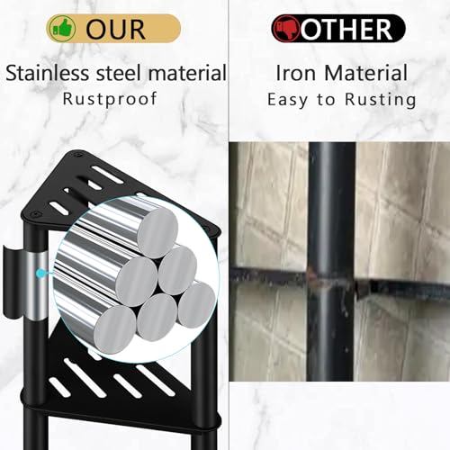 VOTZAAQ Shower Foot Rest, Shower Stool for Inside Shower, Stainless Steel Waterproof Shower Stool for Shaving Legs - Corner Bathroom Bench Seat with Storage Shelf for Small Shower Spaces - Image 4