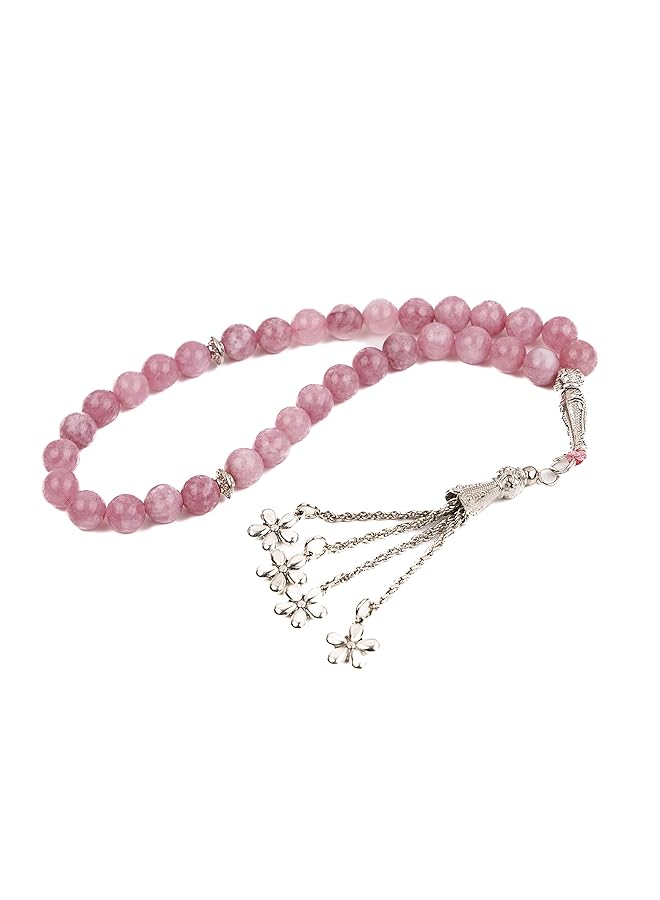 AC&L Pink Quartz Natural Agate Tasbeeh Prayer Beads 8Mm Stones - Image 1