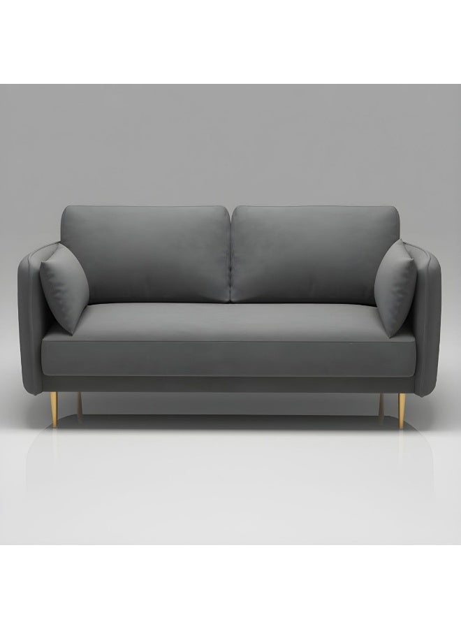 Ripple FURNITURE UAE Homes Contemporary Square-Arm Velvet Settee Sofa, Standard Settee Couch (Grey)  - Image 1