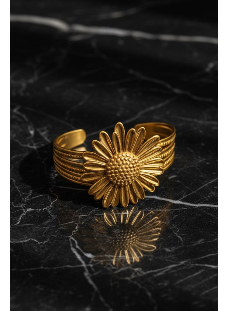 FLUFFY Sunflower Design Plated Metal Bracelet - Image 1
