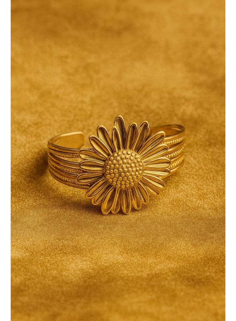 FLUFFY Sunflower Design Plated Metal Bracelet - Image 3