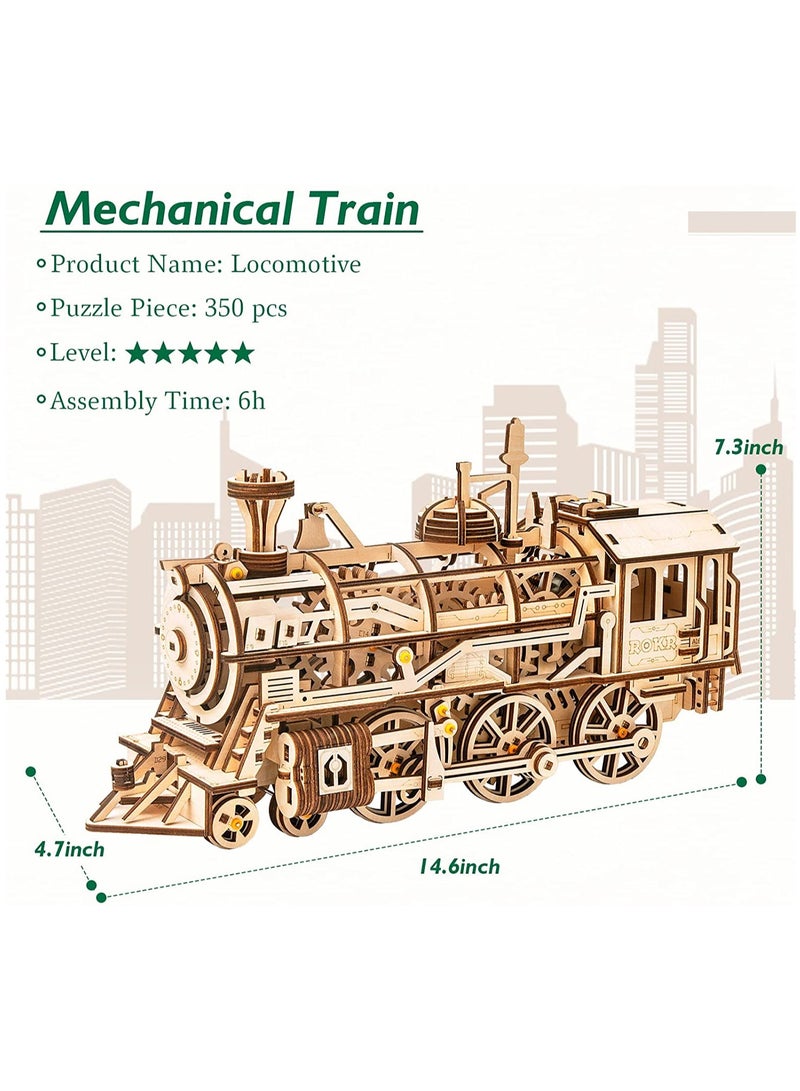 3D Wooden Puzzles for Adults Train Model - Self-Assembly Mechanical Model Kit -Brain Teaser Game for Teens and Adults-Hand Craft Set-Unique Birthday Gift (Locomotive) - Image 4
