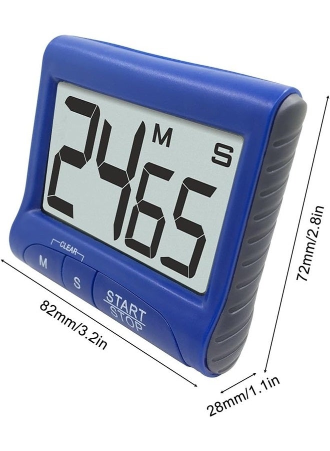 2 Pieces Digital Magnetic Kitchen Timers with Loud Alarm Ring, Countdown Large LCD Display Screen Timers with Stand- Black, Blue  - Image 4
