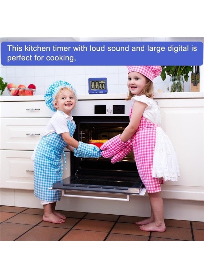 2 Pieces Digital Magnetic Kitchen Timers with Loud Alarm Ring, Countdown Large LCD Display Screen Timers with Stand- Black, Blue  - Image 3