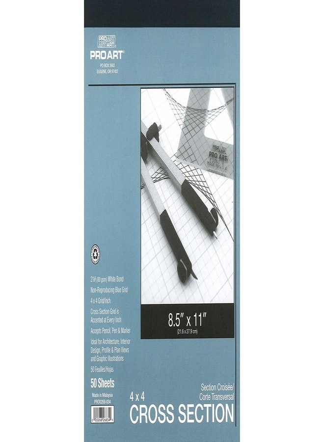 Pro Art 8-1/2-Inch by 11-Inch Cross Section Paper Pad, 4 Squares per Inch - Image 1