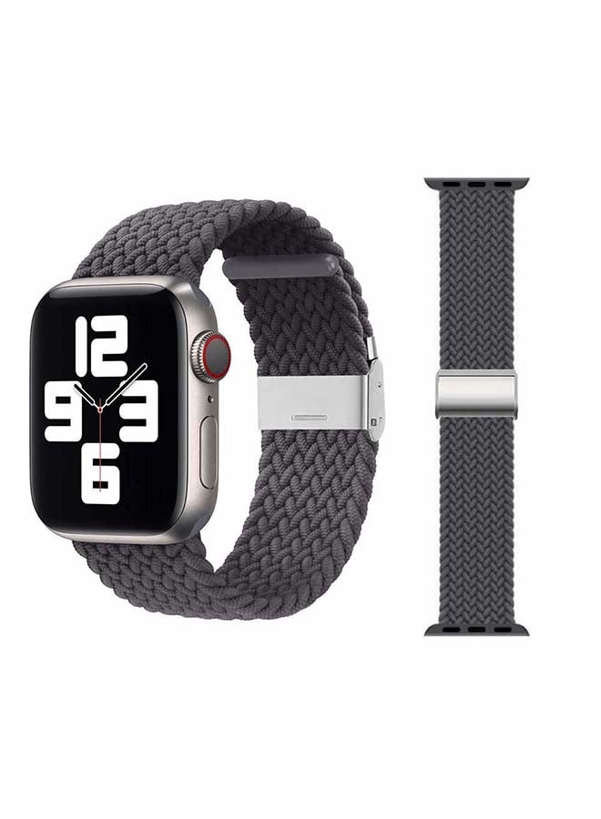 NIBEMINENT Adjustable Braided Solo Loop Band For Apple Watch Series 6/SE/5/4/3/2/1 Space Grey - Image 1