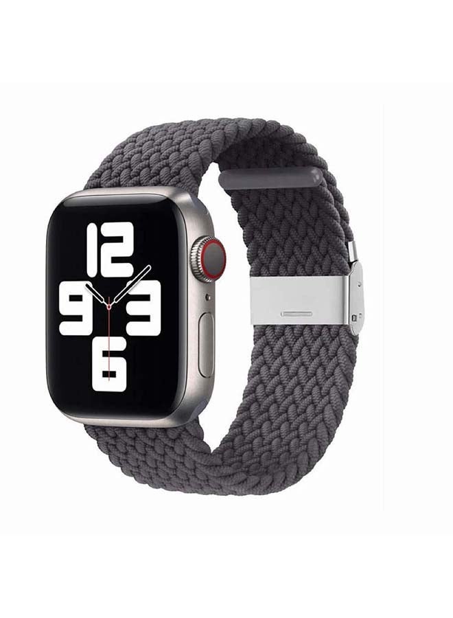 NIBEMINENT Adjustable Braided Solo Loop Band For Apple Watch Series 6/SE/5/4/3/2/1 Space Grey - Image 2