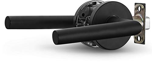 Berlin Modisch Passage Lever Door Handle Sleek Round Non-Locking Lever Set [for Hallway or Closet Doors] Reversible for Right & Left Sided Doors Heavy Duty - Iron Black Finish - Image 4