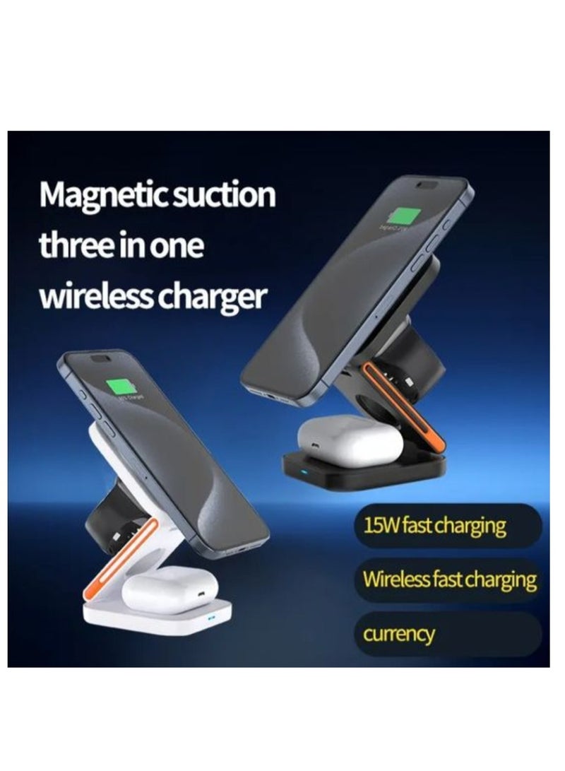 general Three in one wireless charger supports fast charging and multifunctional wireless charging (white universal version) - Image 4