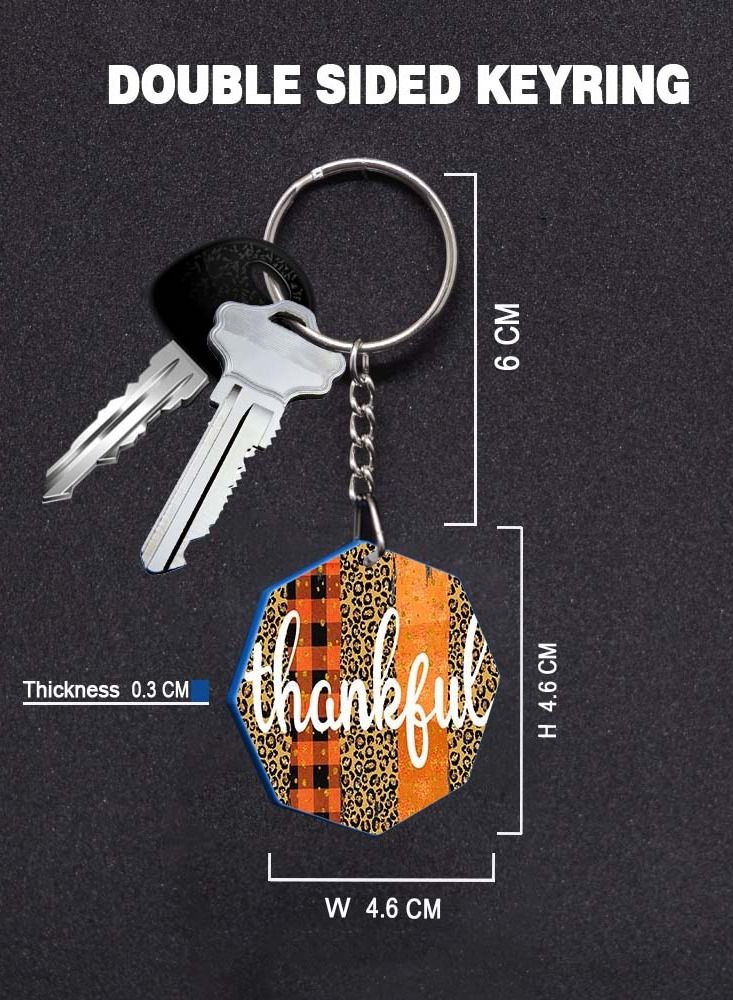 Service Zone Keychain Small Gift To Love One Octagon Shape With Double Side Print Thankful 