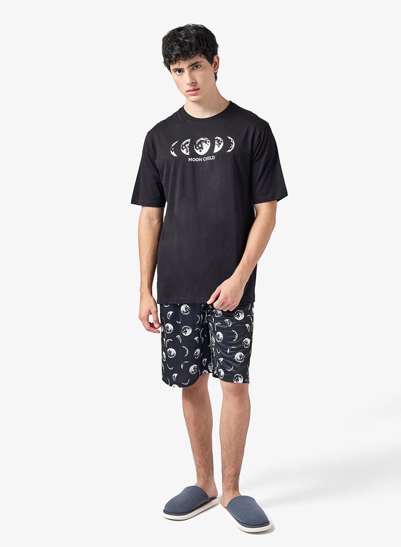 سفنتي فايف طقم بيجامة تي شيرت وشورت - Image 1