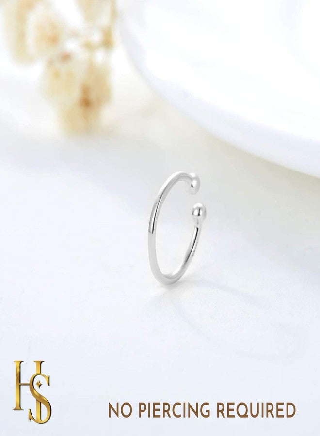 HighSpark 92.5 Sterling Silver Faux Nose Ring for Women | No Piercing Required | Simple & Elegant Nose Ring for Women & Girls | Lovely Gift - Silver - Image 5