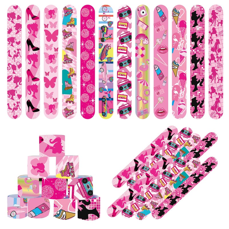 Mienocol 24pcs Slap Bands Slap Bracelets Wristbands Toys for Kids, 22 centimeters, Metal, Faux Leather - Image 1