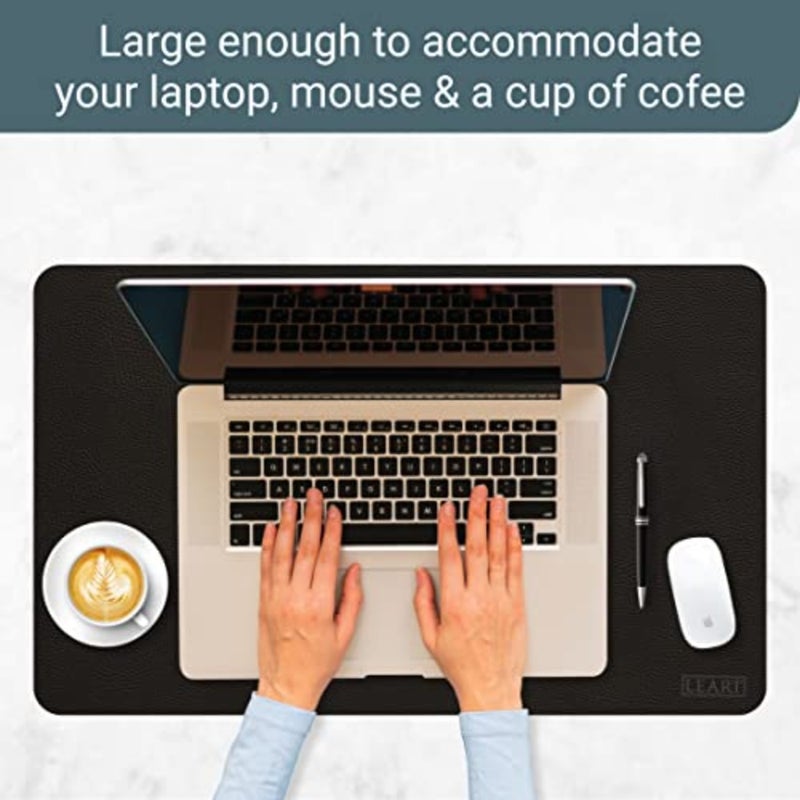 Leather Desk Pad 60x40 cm Dual-Sided Waterproof Desk Mat and Mouse Pad Large Mouse Mat Desk Accessories Elegant Desk Protector for Home, Office, Laptop, Keyboard, and Gaming Setup Black - Image 5