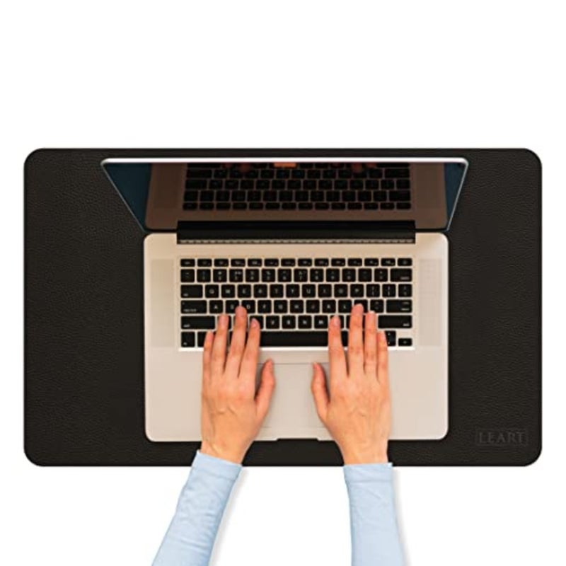 Leather Desk Pad 60x40 cm Dual-Sided Waterproof Desk Mat and Mouse Pad Large Mouse Mat Desk Accessories Elegant Desk Protector for Home, Office, Laptop, Keyboard, and Gaming Setup Black - Image 1