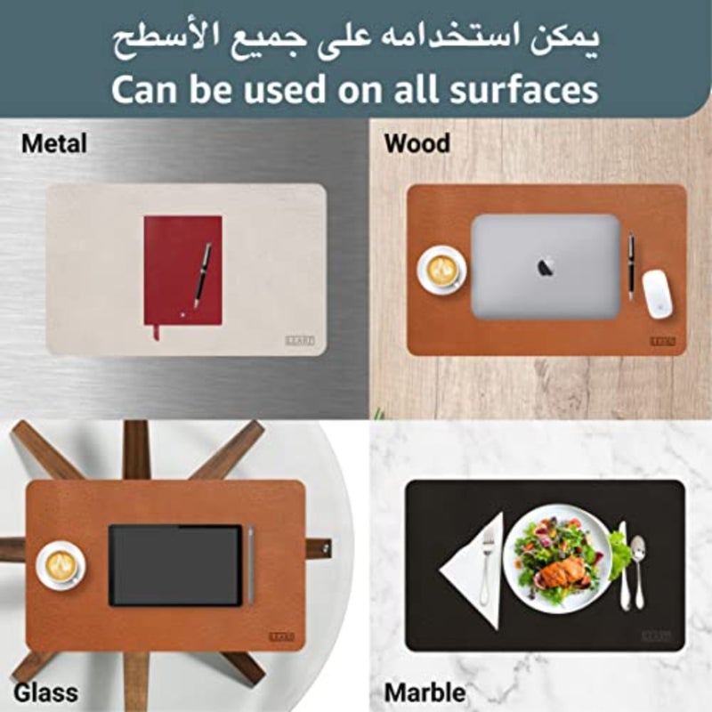 Leather Desk Pad 60x40 cm Dual-Sided Waterproof Desk Mat and Mouse Pad Large Mouse Mat Desk Accessories Elegant Desk Protector for Home, Office, Laptop, Keyboard, and Gaming Setup Black - Image 4