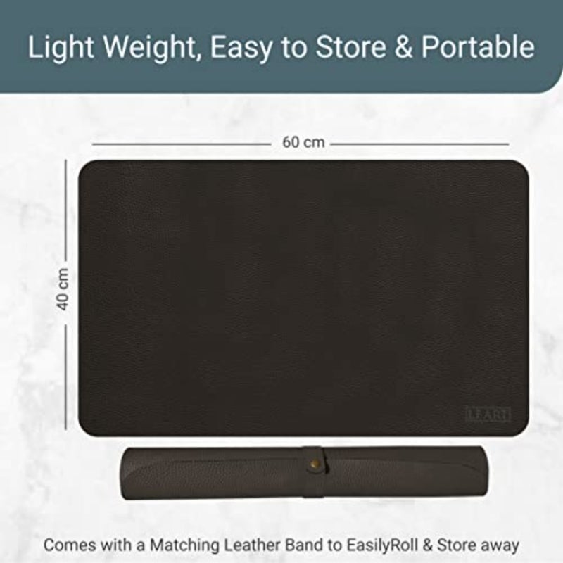 Leather Desk Pad 60x40 cm Dual-Sided Waterproof Desk Mat and Mouse Pad Large Mouse Mat Desk Accessories Elegant Desk Protector for Home, Office, Laptop, Keyboard, and Gaming Setup Black - Image 3