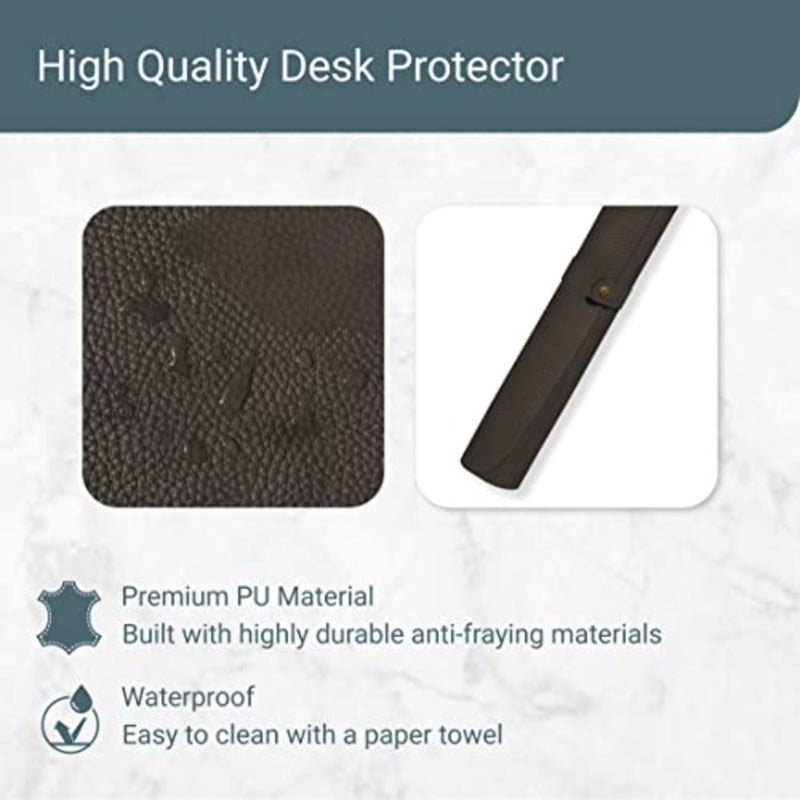 Leather Desk Pad 60x40 cm Dual-Sided Waterproof Desk Mat and Mouse Pad Large Mouse Mat Desk Accessories Elegant Desk Protector for Home, Office, Laptop, Keyboard, and Gaming Setup Black - Image 2
