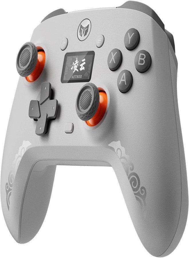 بيج بيج وين وحدة تحكم ألعاب لاسلكية من BIGBIG WON مزودة بشاشة LCD - عصا تحكم ومشغلات بتأثير هول، معدل استطلاع 1000 هرتز، متوافقة مع أجهزة الكمبيوتر/التبديل/أندرويد/iOS، أزرار خلفية مزدوجة، توربو، HD Rumble، لوحة ألعاب لاسلكية سلكية/بلوتوث/2.4G AETHER - Image 1