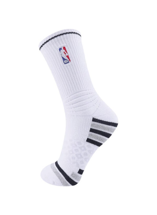 NBA Casual Sports Socks, Men'S High-Top Socks, Honeycomb Non-Slip Basketball Long Socks, Terry Thick Cotton Socks With Towel Bottom, 3 Pairs - Image 1