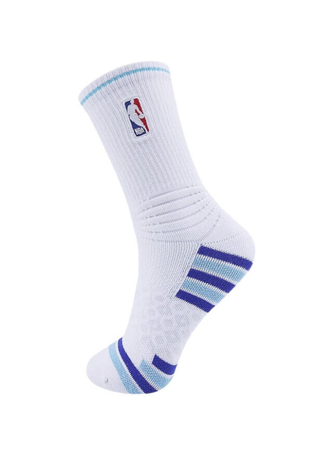 NBA Casual Sports Socks, Men'S High-Top Socks, Honeycomb Non-Slip Basketball Long Socks, Terry Thick Cotton Socks With Towel Bottom, 3 Pairs - Image 2