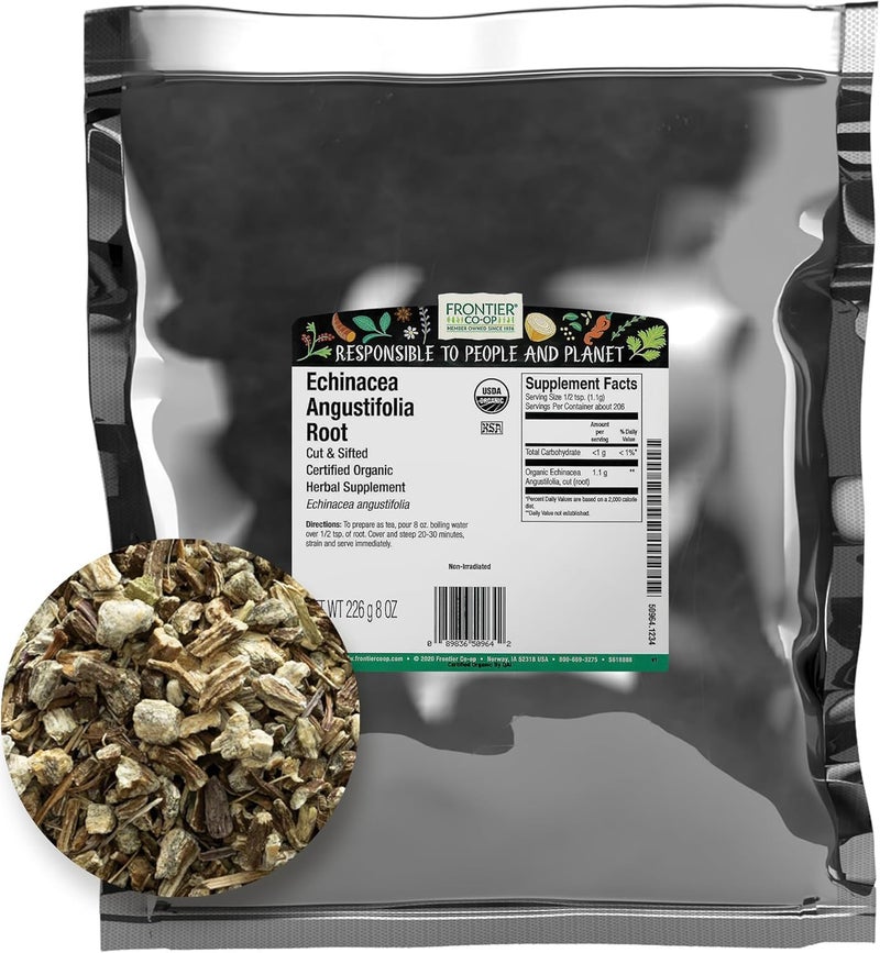 Frontier Co-op Organic Echinacea Angustifolia Root, Cut & Sifted, 1/2 lb. Bulk Package