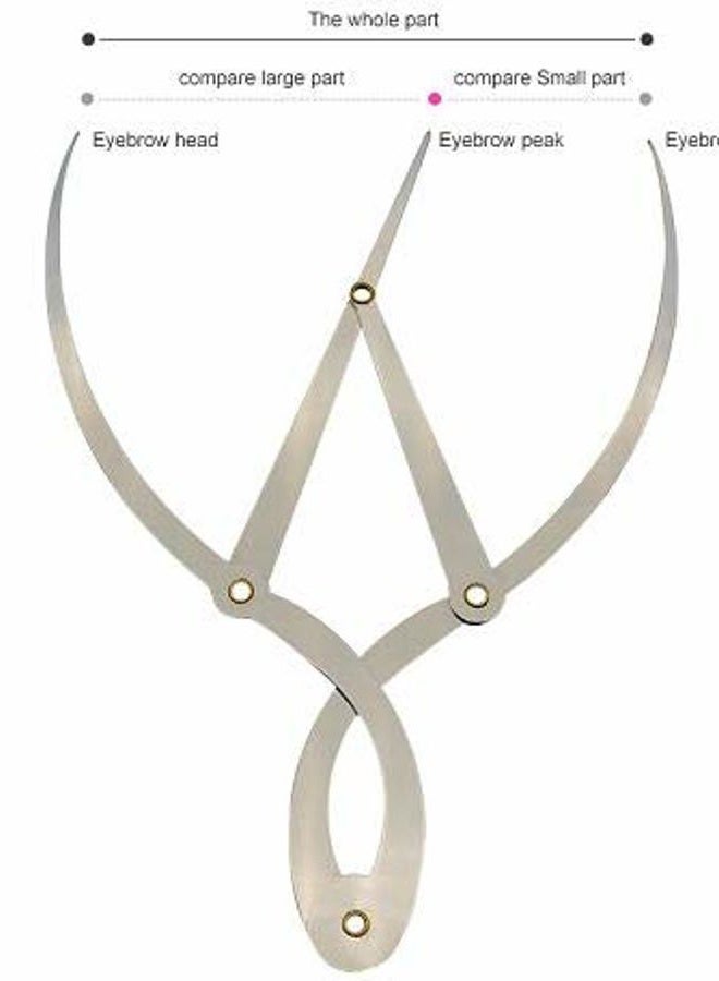 HOTWE Golden Ratio Eyebrow Ruler, Stainless Steel Eyebrow Caliper 1:1.618 Three-Point Balance Stencil Removable Reusable Permanent Measure Tool for Tattoo Makeup - Image 2