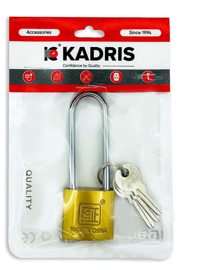 KADRIS Heavy-Duty Security Padlock Long HA-1431, Weather-Resistant in Solid Brass Lock 30 MM - Padlock  shackle with Keys for Sheds, Storage Unit, School, Gym Locker, Fence, Toolbox, Hasp Storage 15x10x2cm  - Image 2
