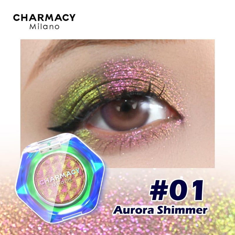 CHARMACY Multichrome Glitter Eyeshadow, Intense Pigmentation Chameleon Sparkling Eyeshadow, Bright Highlighter Duochrome Eye Make Up, Multi-Reflective Finishes Glitter Metallic Eye Makeup #01 - Image 2