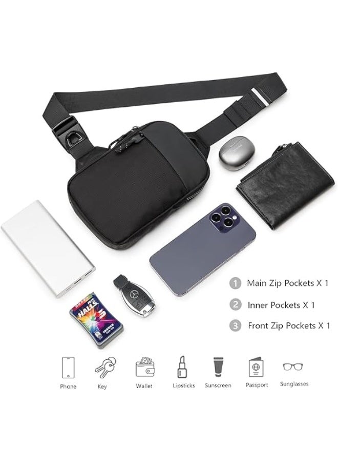 ميني سلينغ كيس للرجال والنساء, حقيبة Crossbody صغيرة عصرية, عادية الماء الهاتف صدر حقيبة للسفر الجاري, أسود, صغير, سلينغ حقائب الظهر - Image 5