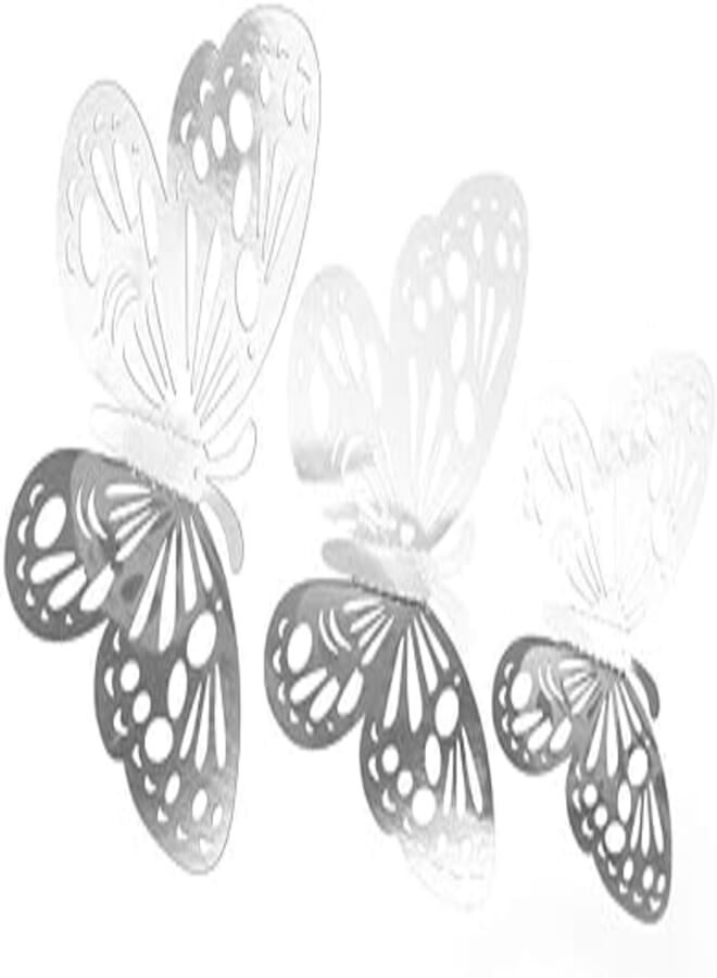 OR 12pcs/set 3D Butterfly Wall Stickers Hollow Removable Mural Stickers DIY Art Wall Decals Decor with Glue 