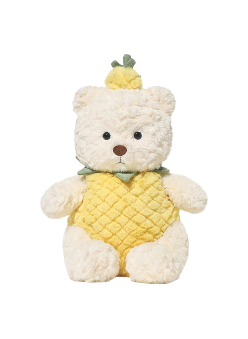 25cm Cute Pineapple Bear Plush Toy Pillow, Clothes Can Be Taken Off, Super Soft Bear Comfort Doll Plush Toy, Suitable For Boys And Girls Birthday Gifts (White Pineapple Bear) - Image 1