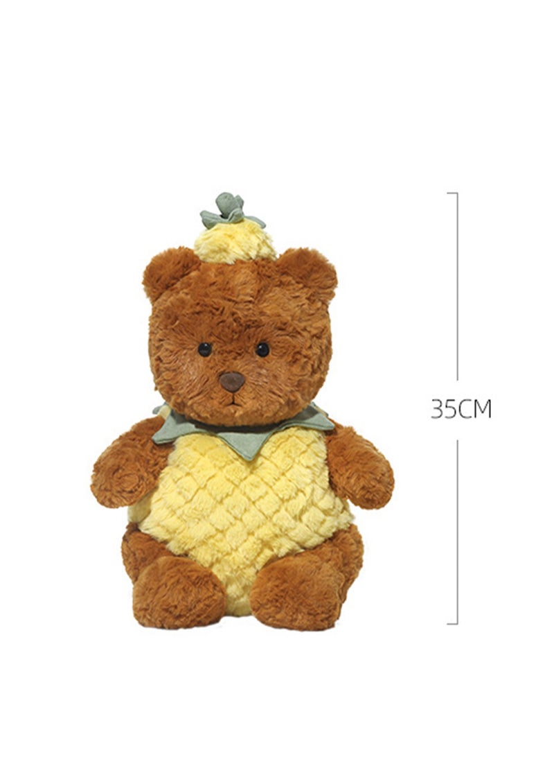 25cm Cute Pineapple Bear Plush Toy Pillow, Clothes Can Be Taken Off, Super Soft Bear Comfort Doll Plush Toy, Suitable For Boys And Girls Birthday Gifts (White Pineapple Bear) - Image 2