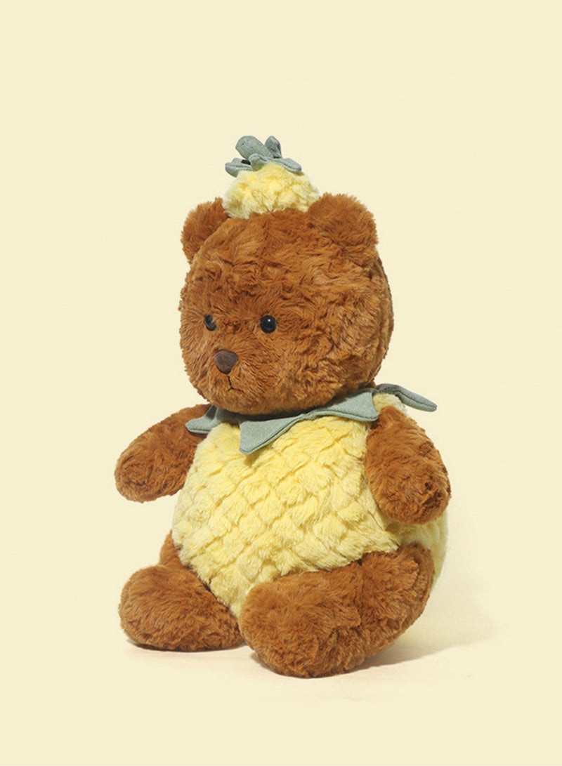 25cm Cute Pineapple Bear Plush Toy Pillow, Clothes Can Be Taken Off, Super Soft Bear Comfort Doll Plush Toy, Suitable For Boys And Girls Birthday Gifts (White Pineapple Bear) - Image 3
