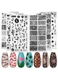 DANNEASY Nail Stamping Plate DANNEASY 6 Pieces Nail Stamp Nail Stencils Flower Leaf Heart Stamping Plates For Nails Nail Design Kit Manicure Template Set Lovely Series 