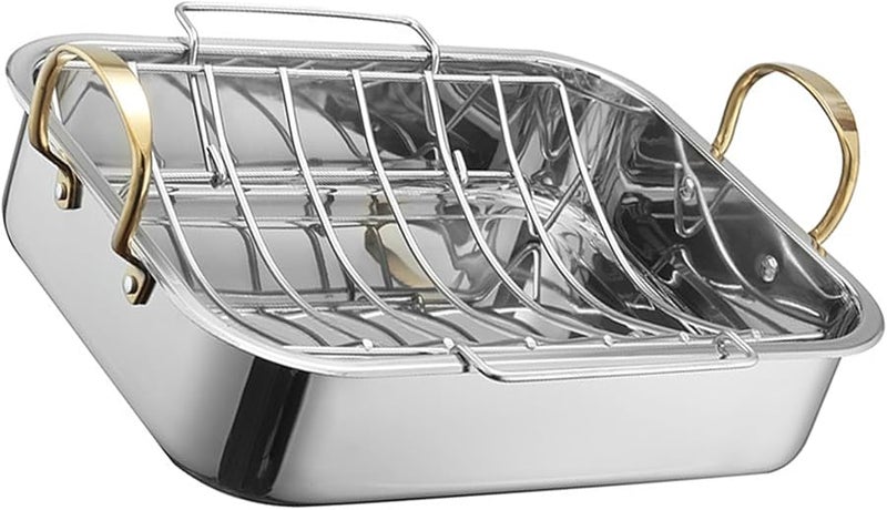 Antirust Steel Grill Pan with V Shaped Rack for Outdoor Barbecue Cooking - Image 1
