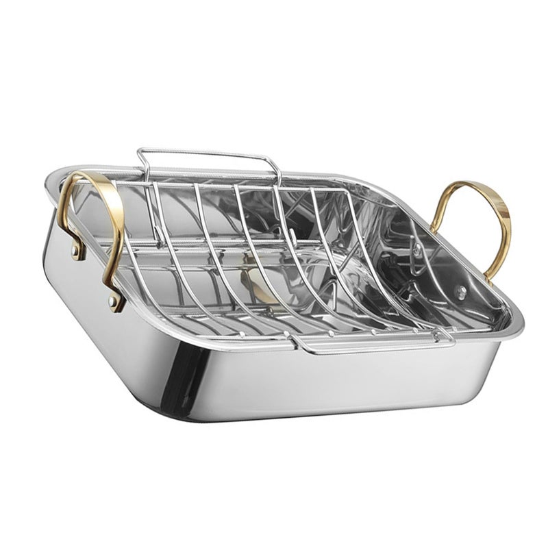 Antirust Steel Grill Pan with V Shaped Rack for Outdoor Barbecue Cooking - Image 2