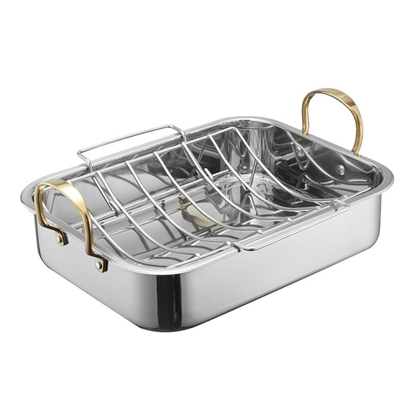 Antirust Steel Grill Pan with V Shaped Rack for Outdoor Barbecue Cooking - Image 4