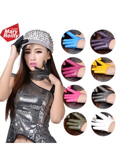 Generic Unisex Half-Finger Faux Leather Gloves for Dance Stage Black 