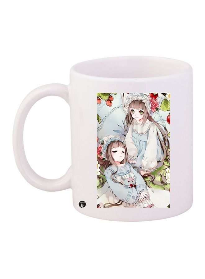 Anime Printed Coffee Mug White/Blue/Green 11ounce