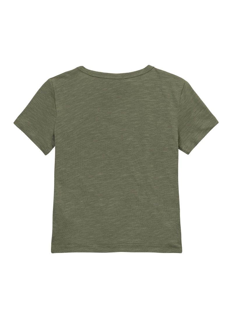 MINOTI Short Sleeve Henley T-Shirt with Button Neckline  - Image 2
