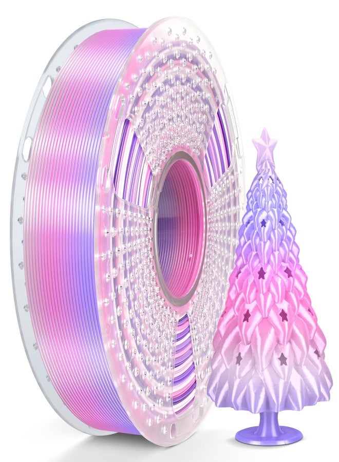 SUNLU Silk Rainbow Filament, Multicolor PLA 3D Printer Filament 1.75,mm, Fast Color Change, Color Change Each 8 Meters, Glossy Shiny Surface, 330 Meters, 1kg, Silk Rainbow(Purple-Pink-Light Pink) - Image 1