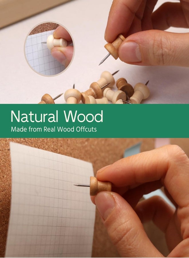 Flickzo 40 Pcs Wood Push Pins, Decorative Wooden Thumb Tacks for Cork Board, Natural & Light Brown Pins and Tacks, Bulletin Board Accessories, Map Tacks - Image 5