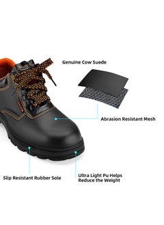 LAWAZIM Safety Shoes - Short Slip-Resistant Steel Toe Cap Leather Work Boots for Men/Women - Waterproof Puncture-Proof Comfortable Lightweight Utility Industrial Construction Safety Footwear  - Image 2