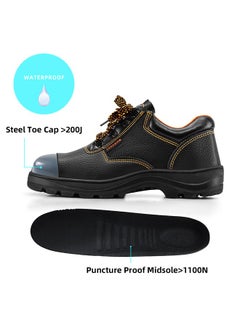 LAWAZIM Safety Shoes - Short Slip-Resistant Steel Toe Cap Leather Work Boots for Men/Women - Waterproof Puncture-Proof Comfortable Lightweight Utility Industrial Construction Safety Footwear  - Image 3