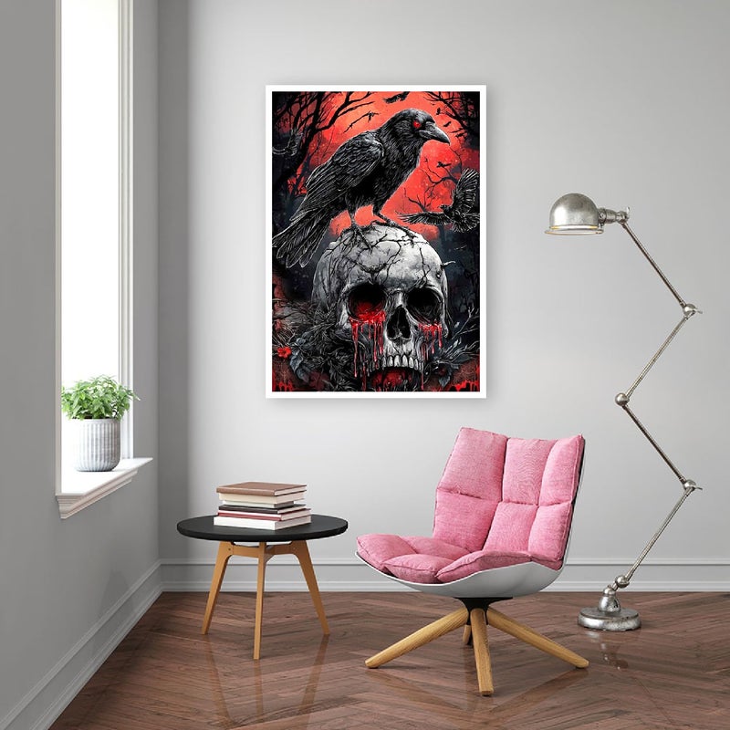 Mrnsiet Helloween Crow Diamond Painting Kits for Adults, 5D Skull with Blood Horror Diamond Art Kits for Beginners, DIY Full Drill Diamond Kits Gem Arts Crafts for Home Wall Decor 12 x 16 Inch - Image 4