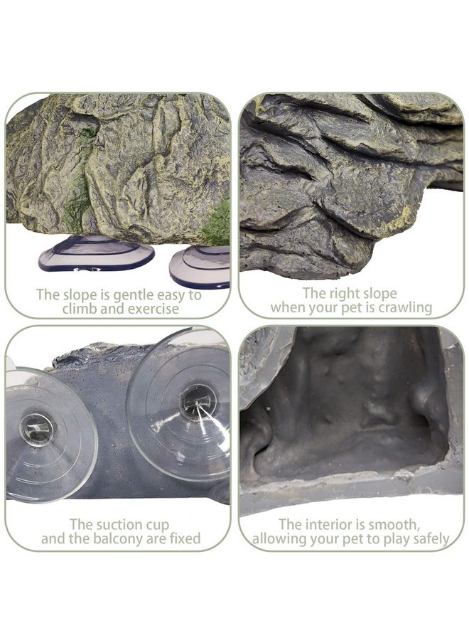 Kathson Turtle Basking Platform Baby Tortoise Climbing Ramp Shale Reptiles Dock Resting Terrace Stone Small Aquarium Ornament Rock Landscaping Decoration For Frogs Newts (Large Size:7.1”Lx6.3”Wx2.7”H)  - Image 4