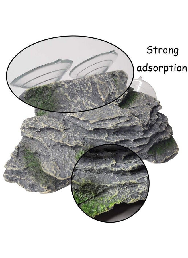 Kathson Turtle Basking Platform Baby Tortoise Climbing Ramp Shale Reptiles Dock Resting Terrace Stone Small Aquarium Ornament Rock Landscaping Decoration For Frogs Newts (Large Size:7.1”Lx6.3”Wx2.7”H)  - Image 5
