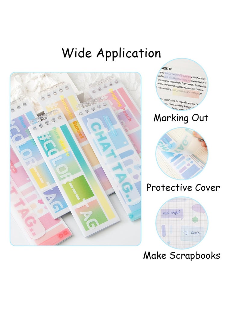 SYOSI - Sticky Index Tabs for Notebooks, 120 Sheets Gradient Sticky Tabs, Adhesive File Flag Tabs, Multi-Pattern Index Tabs for Books, 6 Colors Writable Repositionable Book Tabs, for Page Markers - Image 1